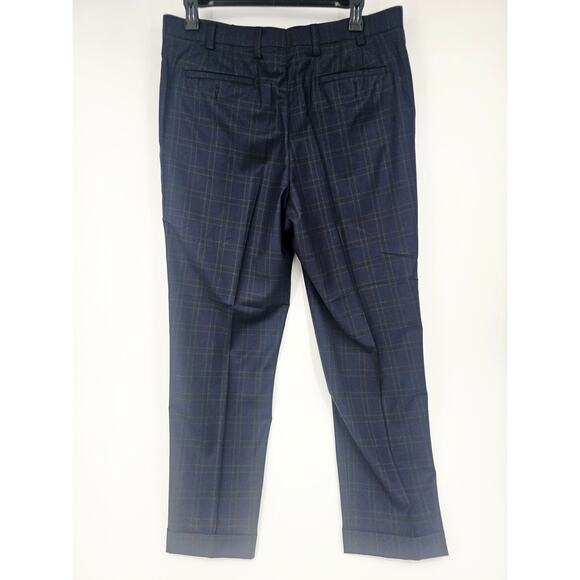 Aristo Eighteen Ari8to Plaid Stirling Wool Career Dress Pants Navy Green 40 3772 - Picture 2 of 8